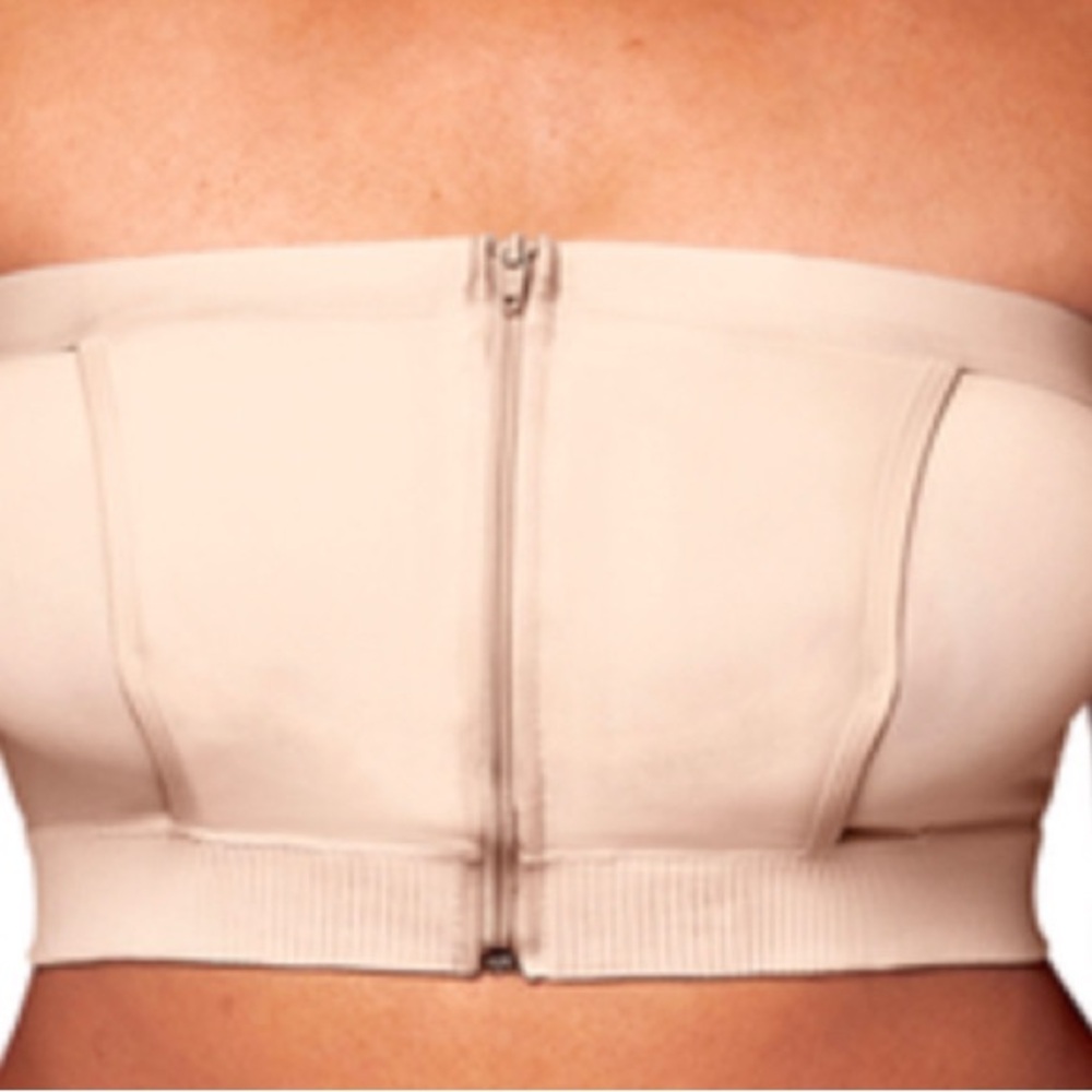 Nude Strapless Zip-Up Top